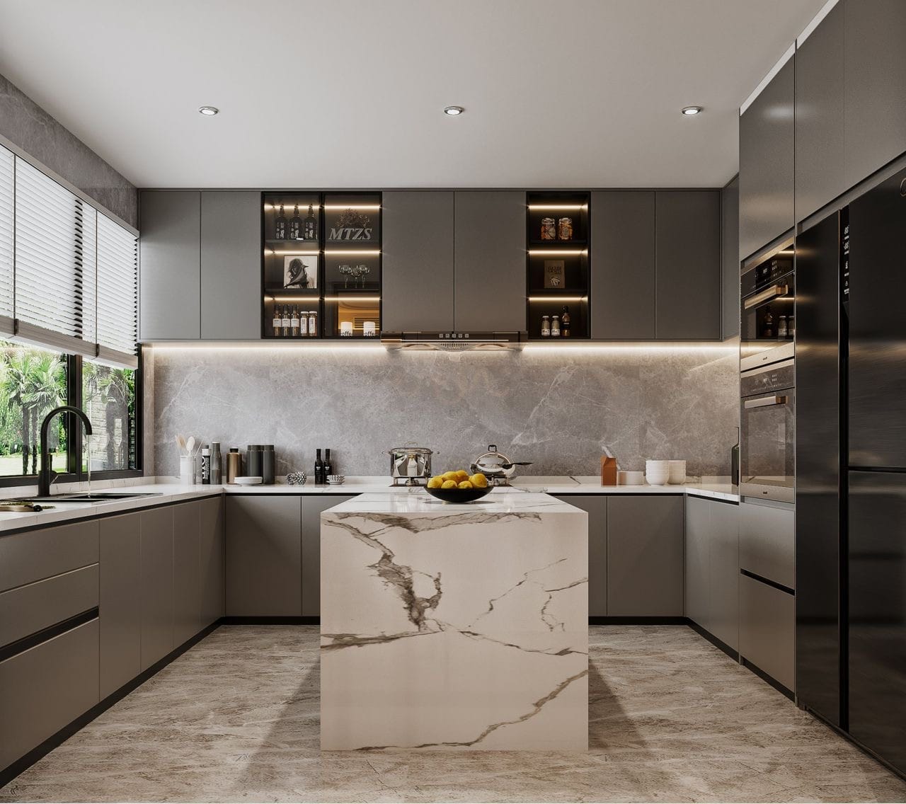 European kitchen with integrated luxury appliance package
